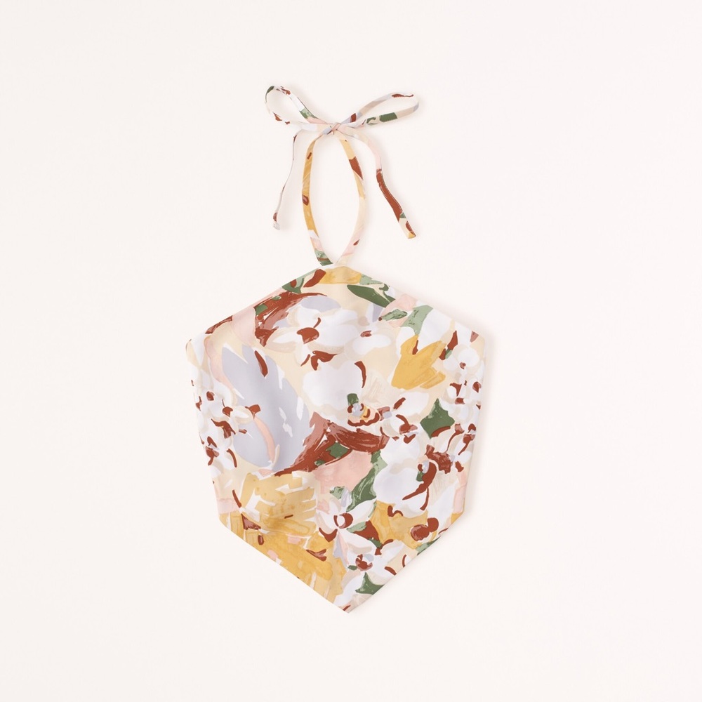 Cropped Halter Scarf Top - Floral
